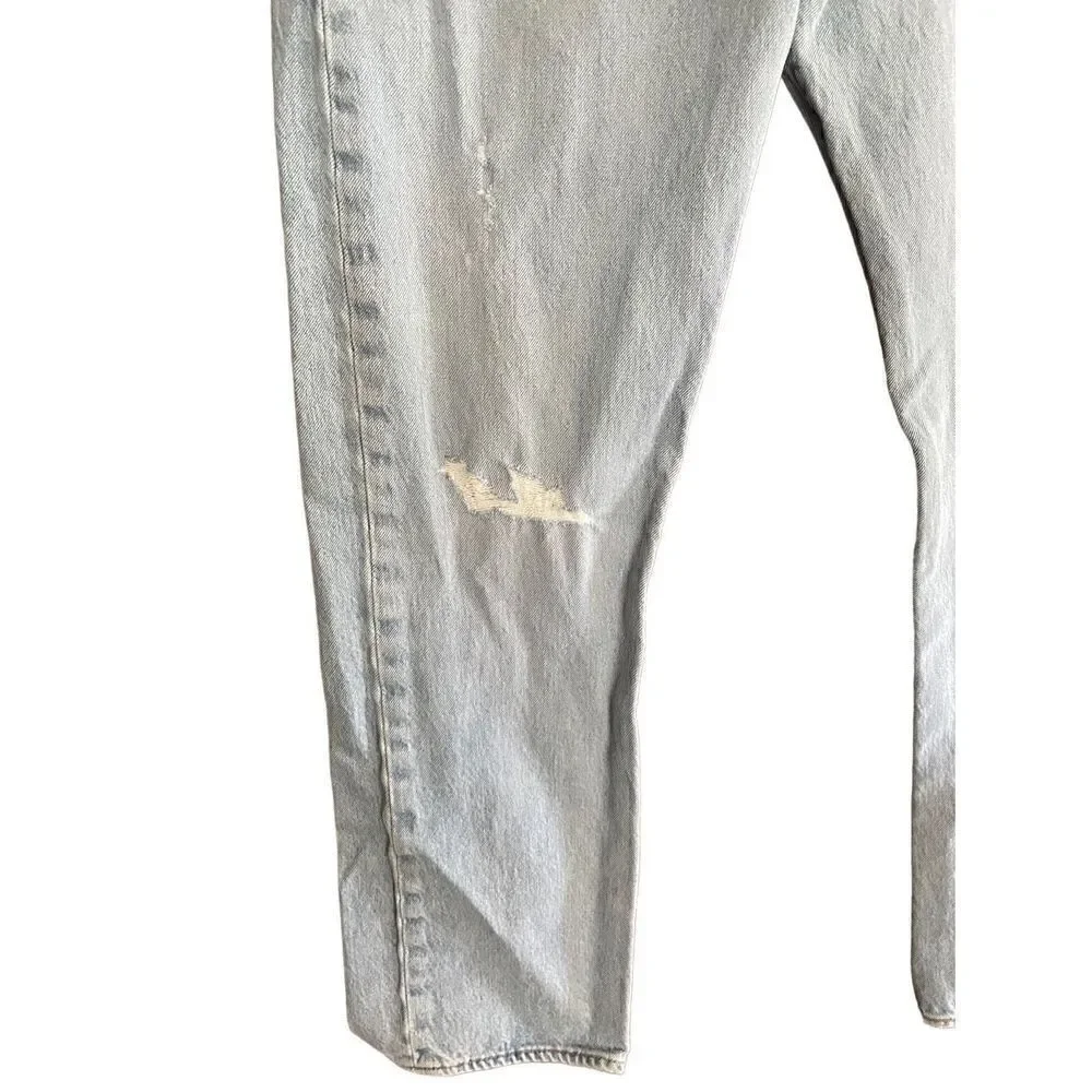 Levi's 501 Men's Blue Light Wash Distressed Straight Denim Jeans Size 32×30